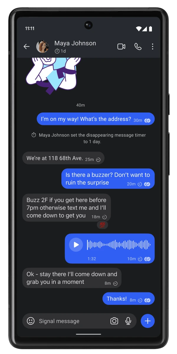 Signal 聊天界面展示